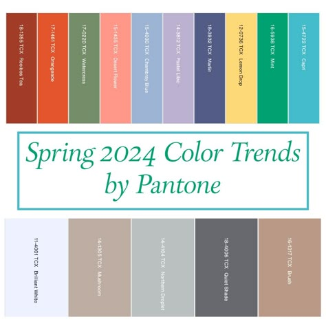 Spring 2024 color 2024 Color Trends, 2024 Colors, Pantone Trends, Pantone 2024, Pantone Color Chart, Winter 2024 Fashion, Pantone Colour Palettes, Long Hair Ideas, Spring Color Palette