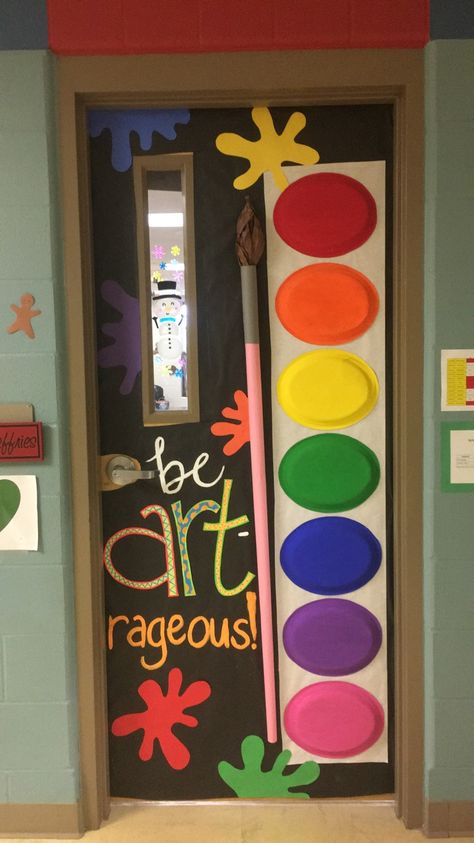 My new art room door! Art Room Doors, Art Bulletin Boards, Kids Camp, Art Classroom Decor, Teacher Doors, School Doors, School Theme, Deco Originale, Door Decorations Classroom