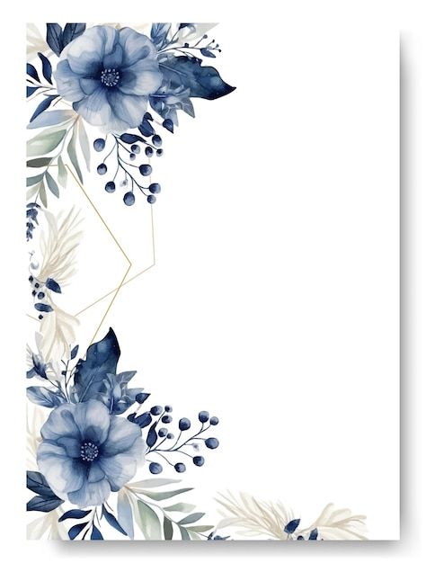 Blue Flowers Background, Anemone Wedding, Blue Anemone, Wedding Card Frames, Blue Watercolor Floral, Floral Cards Design, Navy Blue Wedding Invitations, Floral Wedding Invitation Card, Floral Wreath Watercolor