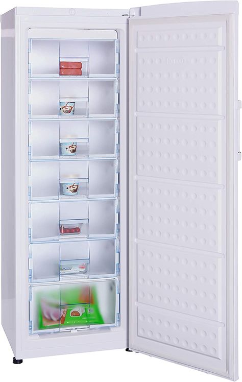 An inside look at the Hamilton Beach 7-Drawer Freezer available at Costco Construction Garage, House On The River, Maytag Refrigerator, Italy Road, Freezer Organization, Deep Freeze, Kitchen Fridge, Storage Labels, Kitchen Fridges