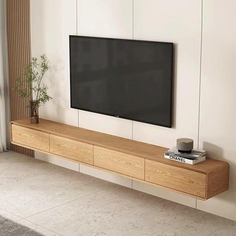 Hanging Tv Console Ideas, Wall Mounted Media Unit, Tv Console Wall, Simple Tv Unit, Tv Console With Storage, Wall Mounted Tv Stand, Wall Mounted Console, Simple Tv Stand, Tv Stand Wall