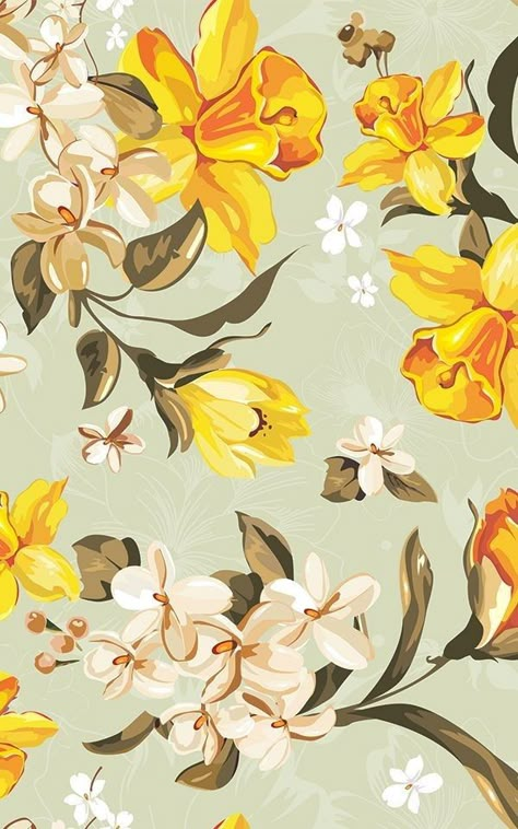 Daffodil Tattoo, Vintage Floral Wallpapers, Deco Floral, Jolie Photo, Wallpapers Vintage, Design Floral, Flower Wallpaper, Floral Wallpaper, Daffodils