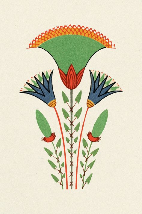 Antique lotus flower Egyptian ornamental illustration | premium image by rawpixel.com / Baifern Ornamental Illustration, Egyptian Design Pattern, Egyptian Ornamented, Fleurs Art Nouveau, Egyptian Drawings, Egyptian Pattern, Motifs Art Nouveau, Ornamental Vector, Egyptian Motifs