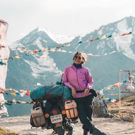 Tag your Adventurous Friends who should go to Ladakh with you.!! . "What I like the most about getting on the bike is that I enjoy the… Ladakh India, India Travel Places, Jammu Kashmir, Quotes Adventure, Leh Ladakh, Kashmir India, Bike Photoshoot, Nepal Travel, Adventure Travel Explore