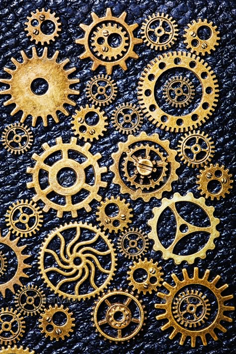 Steampunk Machine, Gear Drawing, Steampunk Guitar, Cogs And Gears, Leather Background, Steampunk Aesthetic, Mechanical Gears, Abstract Art Gallery, Gear Wheels