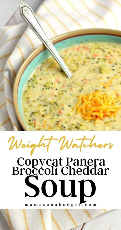 Copycat Panera Broccoli Cheddar Soup, Ww Soup, Copycat Panera, Weight Watchers Meal Plans, Ww Food, Weight Watcher Meals, Weight Watchers Soup, Weight Watchers Food, Weight Watchers Recipes Desserts