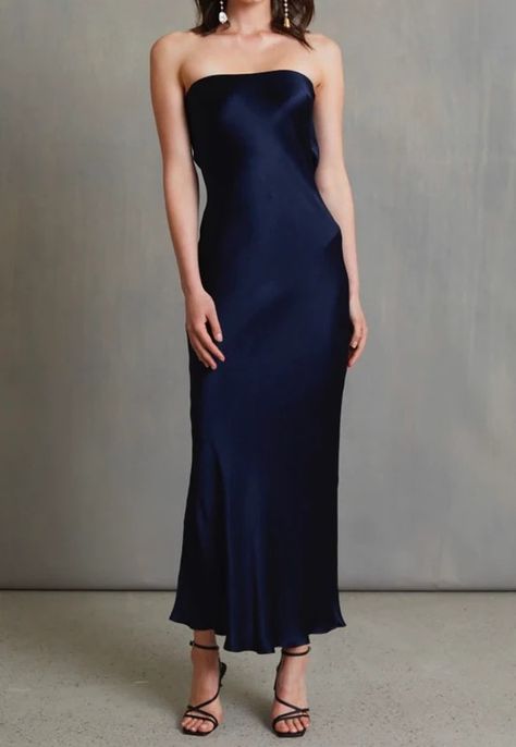 Strapless Dresses – Dress Rental NZ Navy Slip Dress Outfit Wedding, Strapless Navy Blue Dress, Dark Blue Strapless Dress, Bec And Bridge Moon Dance Strapless, Bec And Bridge Bridesmaid, Purple Ball Dresses, Orange Ball Dresses, Strapless Dress Outfit, Pink Ball Dresses