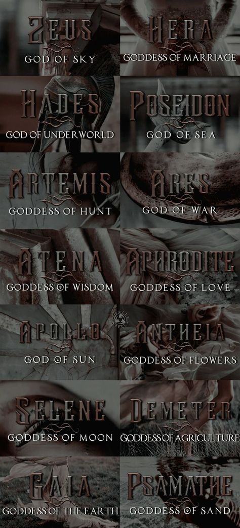 Greek Mythology All Gods, Greek Gods And Goddesses Symbols, Gaia Goddess Wallpaper, Gods Of Greek Mythology, Aphrodite Goddess Wallpaper, Greek Mythology Selene, Ancient Greek Mythology Tattoos, Good Greek Mythology Books, Mythology Lockscreen