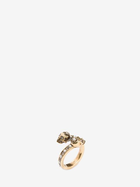 Wrap-Around Skull Ring in Gold | Alexander McQueen US Skull Wedding Ring, Skull Engagement Ring, Skull Wedding, Gold Wrap, Skull Jewelry, Iconic Fashion, Rings For Girls, Skull Ring, Wrap Rings