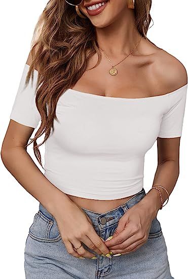 Cut Off Shirt, Off Shoulder Crop Top, Basic Shorts, Spring Skirts, Summer Crop Tops, Cute Crop Tops, Long Crop Top, Short Sleeve Cropped Top, Womens Basic