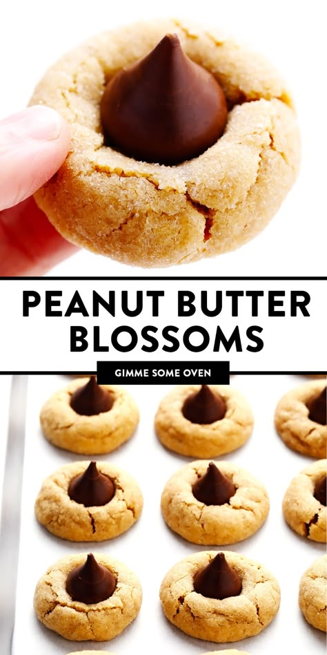 Best Peanut Butter Blossoms, Blossoms Cookies, Peanut Butter Blossoms Recipe, Peanut Butter Blossom, Dessert Christmas, Butter Blossoms, Peanut Butter Blossom Cookies, Blossom Cookies, Christmas Baking Recipes