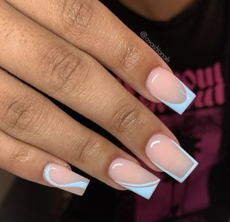 Acrylic Toe Nails, Blue Acrylic Nails, Colored Acrylic Nails, Girly Acrylic Nails, Cute Acrylic Nail Designs, French Tip Acrylic Nails, Her Nails, Work Nails, Short Square Acrylic Nails