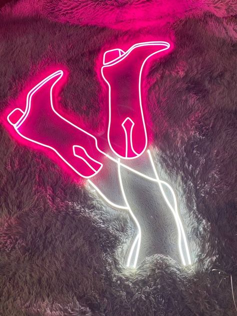 #NeonLightSigns #BrightIdeas #NeonSigns #BrightIdeas Cowgirl Boot Display, Cowgirl Neon Sign, Cowgirl Boot Decor, Disco Cowgirl Decor, Western Neon Signs, Disco Cowgirl Room, Neon Cowgirl, Cowgirl Bedroom, Cowgirl Room