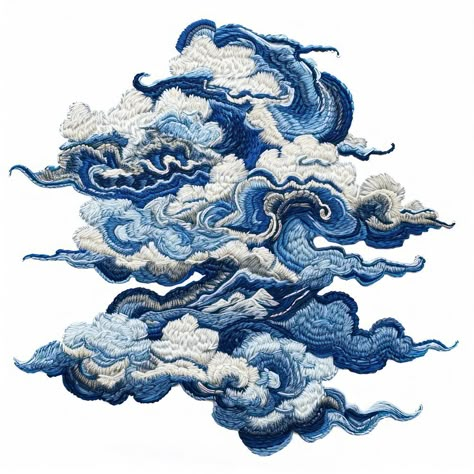 Navy Japanese Cloud mass embroidery pattern art. | premium image by rawpixel.com / Fluke Paper Clouds, Pattern Sketch, Cloud Fabric, Cloud Pattern, Cloud Art, Clouds Pattern, Drawing Clothes, Art Clothes, Embroidery Pattern