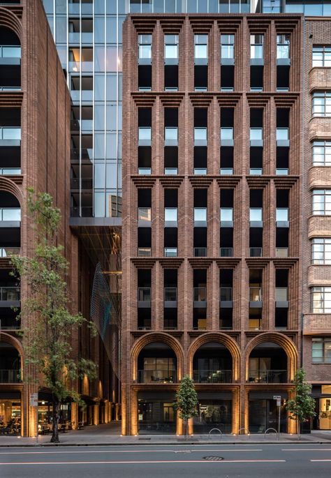 Brick arches are topped by glass tower at Arc by Koichi Takada Architects Koichi Takada, Brick Archway, Brick Arch, Brick Architecture, Brick Facade, Design Exterior, Brick Design, Building Facade, Classical Architecture