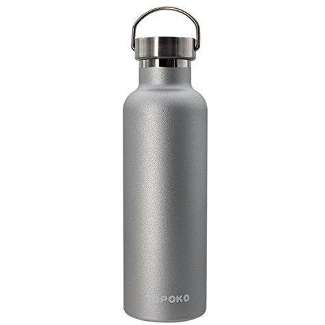 Top Quality NonRusty Stainless Steel Vacuum Water Bottle Double Wall Insulated Thermos for hike TravelLeak Proof BPA free Sports BottleKeep Hot or Cold More Than 12HMetal Lid25 OzGrey *** Read more reviews of the product by visiting the link on the image. Cooler Accessories, Kitchen Appliance Accessories, Vacuum Insulated Water Bottle, Sports Bottle, Vacuum Bottle, Thermos Bottle, Bottle Sizes, Kitchen Appliance, Sports Water