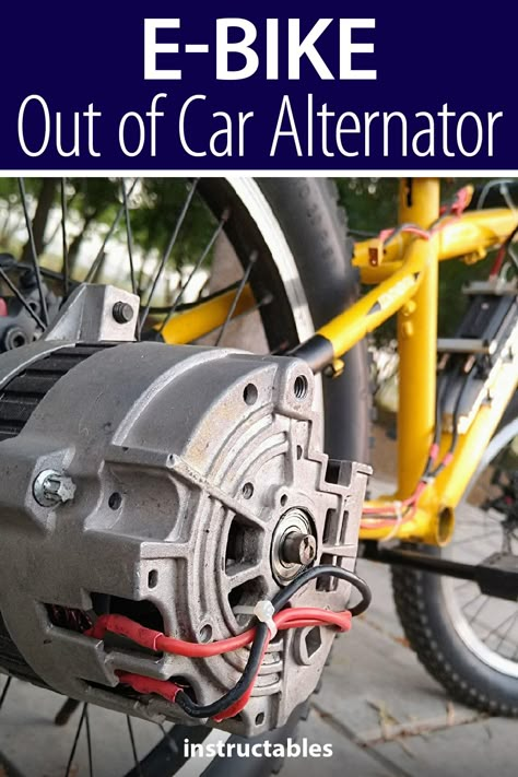 Diy Electric Car, Electric Bike Diy, Electric Bike Motor, Bike Diy, Bicycle Diy, Powered Bicycle, Car Alternator, Biking Diy, Bike Motor