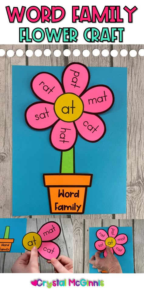 Rhyming Words Activities, Craft For Spring, Summer School Crafts, Word Family Activities, Cvc Activities, Cvc Words Kindergarten, Cvc Word Activities, Phonics Posters, Cvc Word Families