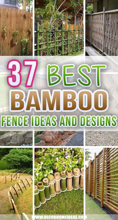 Best Bamboo Fence Ideas. A bamboo screen can transform your garden, patio or balcony into a cozy and exotic paradise. Here are the best bamboo fence ideas to inspire you for your next fencing project. #decorhomeideas Bamboo Fence Decorating Ideas, Bamboo Screening Fence Backyard Privacy, Bamboo Landscaping Ideas, What To Do With Bamboo Poles, Backyard Bamboo Ideas, Diy Bamboo Garden Edging, Bamboo Pole Ideas, Bamboo Roll Fencing, Diy Bamboo Privacy Fence