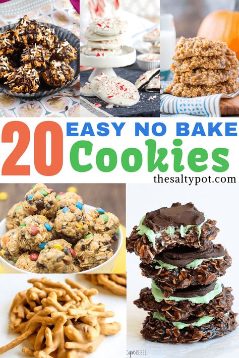 twenty (plus!) easy no bake cookies!! Easy Cookies Few Ingredients, Recipes With Minimal Ingredients, Cookie Swap Recipes, Best No Bake Cookies, Easy No Bake Cookies, No Bake Cookie, Bake Christmas, Christmas Baking Cookies, Cooking Cookies