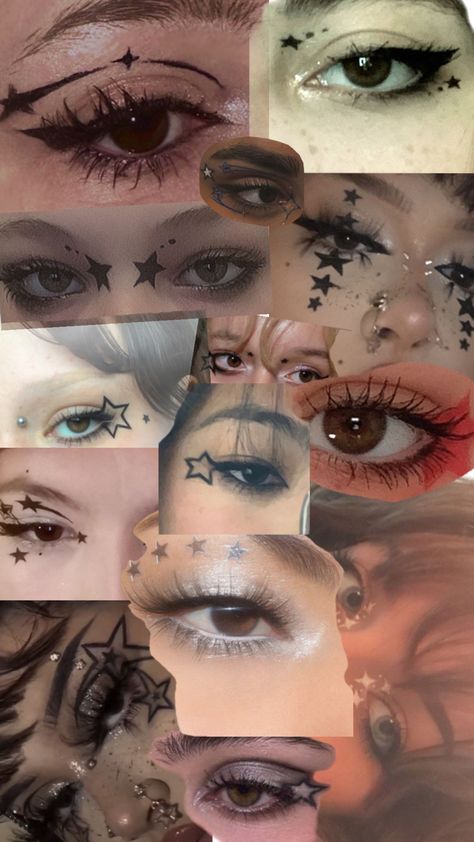 Eyeliner Designs, Makeup Drawing, Cute Eye Makeup, Halloween Eye Makeup, Graphic Makeup, Swag Makeup, Star Makeup, Ethereal Makeup, Emo Makeup