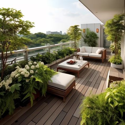 Terrace Garden Ideas for Home - An Essential Guide for Beginners Terrace Garden Ideas Modern, Kitchen Living Room Decor Ideas, Balcony Design Ideas Modern, Terrace Garden Design Ideas, Modern Apartment Balcony, Rooftop Garden Ideas, Balcony Landscape, Terrace Garden Ideas, Roof Garden Design