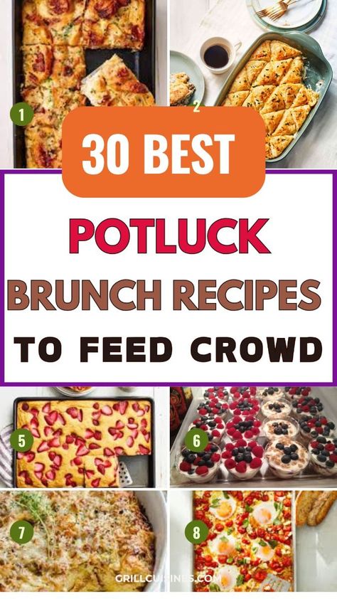 30 Irresistible Brunch Potluck Ideas That Will Wow Your Guests - Grill Cuisines Brunch Ideas Lunch, Great Brunch Ideas, What To Make For Brunch Party, Birthday Brunch Ideas For Women At Home, Lunch Ideas For Brunch, Brunch Dishes For Potluck, Easy Party Breakfast Food, Brunch Ideas To Bring, Hot Brunch Ideas