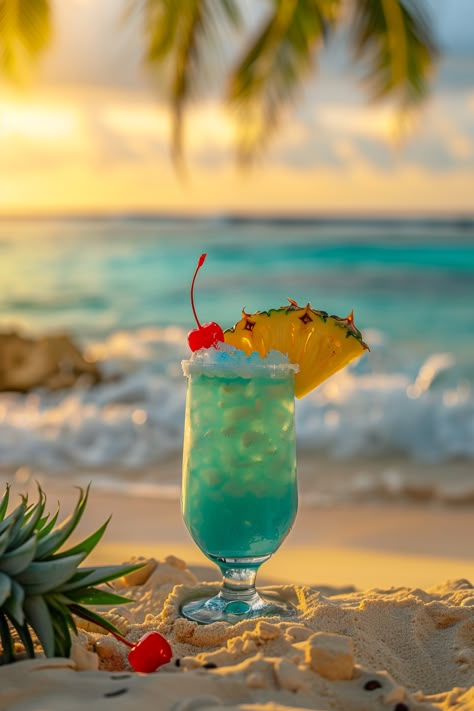 "Refreshing Blue Hawaiian Cocktail Recipe" #cocktails #cocktailflavors Tropical Beach Photography, Summer Cocktails Beach, Summer Cocktails Aesthetic, Slush Cocktails, Summer Drinks Aesthetic, Cocktail Background, Blue Hawaiian Cocktail, Drink On The Beach, Resort Food