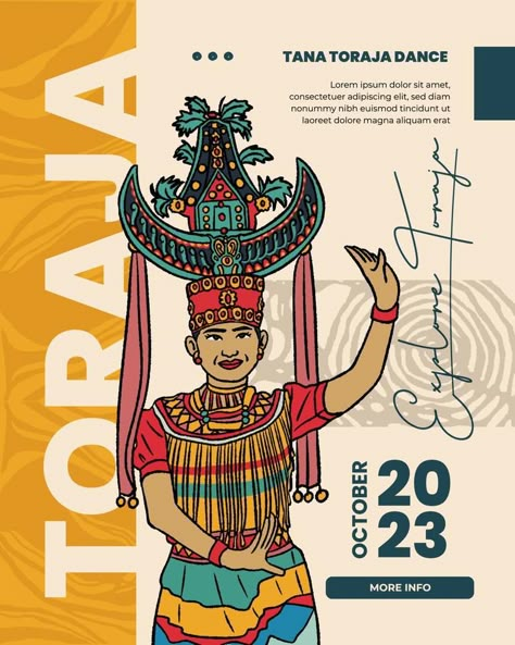 Cultural Festival Poster, Traditional Poster Design, Culture Poster Design, Cultural Poster, Tari Tradisional, Traditional Poster, Tana Toraja, Culture Poster, Traditional Illustration