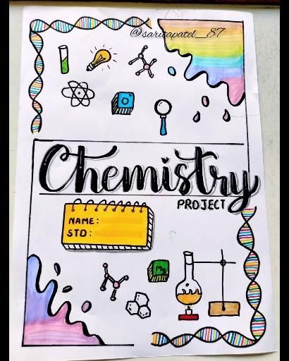 Chemistry Assignment Cover Page Ideas, Science File Cover Ideas, Science First Page Design, Portfolio In Science Design, Border Design For Chemistry Project, Chemistry Project Border Design, Chemistry Border Design, Science File Decoration Ideas, Chemistry Design Ideas