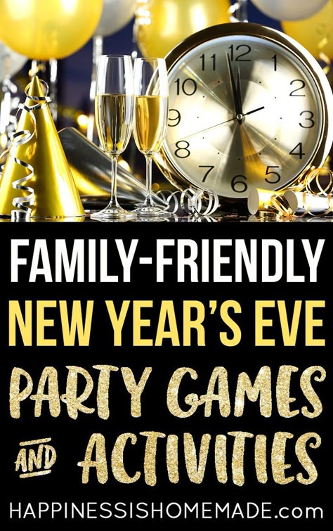 New Year’s Eve Party Games & Activities - Planning an all-ages New Year’s celebration? Check out this list of fun family-friendly New Year’s Eve Party Game Ideas and Activities to help make your party perfect! Nye Games, New Years Games, New Years Party Ideas, Family New Years Eve, New Year's Eve Crafts, New Years Eve Ideas, Kids New Years Eve, New Year's Eve Activities, New Years Eve Party Ideas