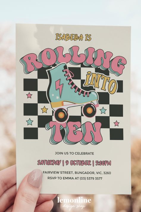 Roller Skate Rink, Roller Skating Birthday Invitations, Roller Skate Invitations, Skate Birthday Party, Skate Rink, Teenager Party, Skate Invitations, Roller Skate Birthday, Cr7 Vs Messi