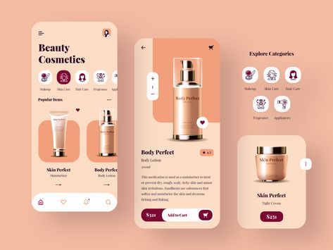 Beauty Design Graphic, Skincare App, Application Ui Design, Application Ideas, Beauty Web, Cosmetics Design, Makeup App, Ui Ux 디자인, App Design Layout