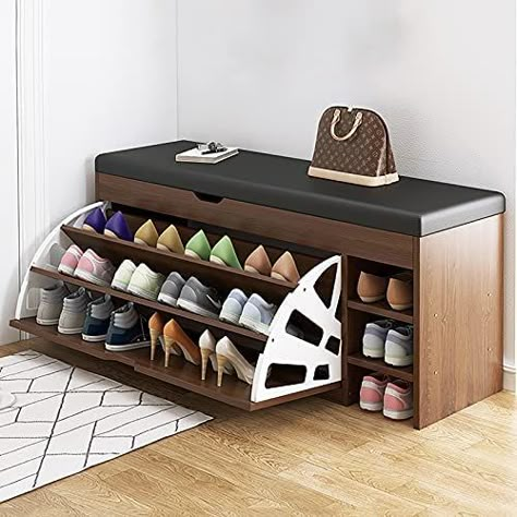 Home Office For 2, Hidden Shoe Rack, Shoe Rack Cabinet Design, Entryway Shoe Bench, Vstupná Hala, Shoe Storage Bench, Modern Entry, Cabinet Modern, Wardrobe Interior Design