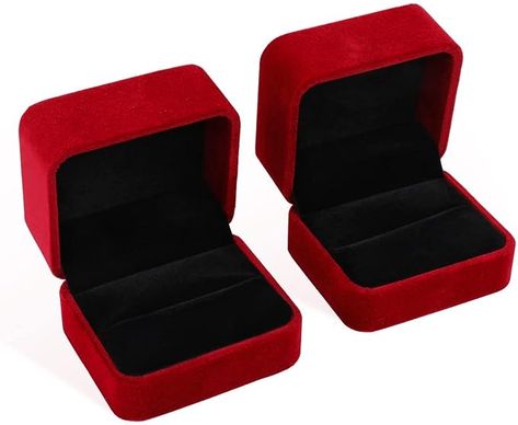 Amazon.com: iSuperb Set of 2 Wine Red Velvet Couple Double Ring Box Earring Jewelry Case Gift Boxes : Clothing, Shoes & Jewelry Couple Rings Diamond, Box Branding, Proposal Engagement, Necklace Box, Double Ring, Velvet Fashion, Rings Diamond, Box Jewelry, Couple Rings