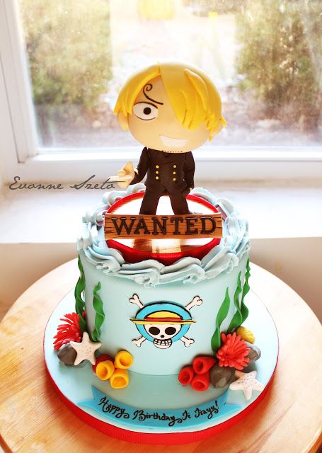 One Piece cake with Sanji on top One Piece Cake Design, Cake One Piece, One Piece Cake, One Piece Birthday, Green Monster Smoothie, One Piece Birthdays, Cake Designs For Boy, Boy Cakes, One Piece Theme