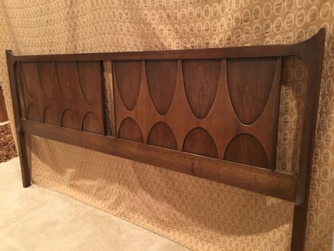 Mid-Century Modern Broyhill Brasilia King Headboard - EPOCH Broyhill Brasilia Bedroom, Midcentury Headboards, Brasilia Broyhill, Mcm Headboard, Retro Headboard, Mid Century Modern Headboard, Thrifting Hacks, Mid Century Headboard, Moody Master