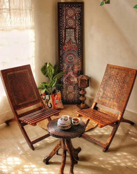 All The Winning Pics of #MyDesiSwag 2019 • One Brick At A Time Indian Room Decor, Indian Living Rooms, Living Room Reveal, India Home Decor, Jute Carpet, Indian Home Design, Indian Home Interior, Ethnic Home Decor, Wooden Chairs