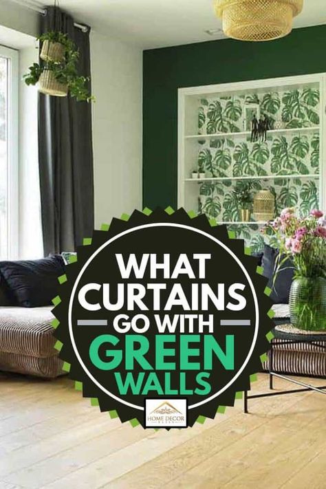 Curtains Ideas For Living Room, Bedrooms Dark, Green Curtains Living Room, Curtains Ideas Modern, Green Curtains Bedroom, Sage Green Curtains, Botanical Room, Dark Green Rooms, Green Walls Living Room