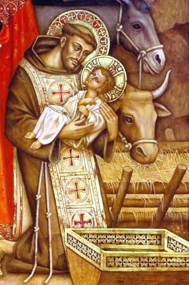 St. Francis of Assisi created the first live Nativity, Midnight Mass, 1223 - many miracles took place during this mass. St Francis Assisi, Child Jesus, Francis Of Assisi, San Francesco, Catholic Art, Hare Krishna, St Francis, Patron Saints, Sacred Art