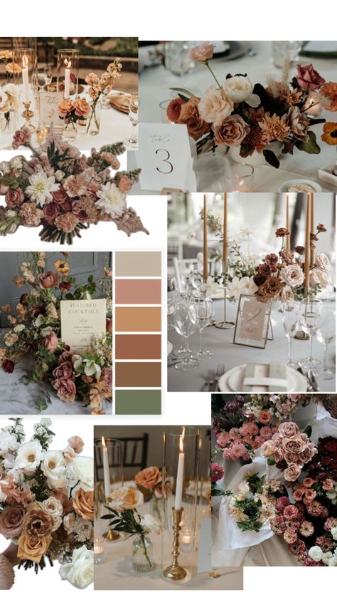 Neutral Wedding Colors Decor, Rose Brown Wedding Theme, Muted Earth Tone Color Palette Wedding, September Wedding Themes Color Palettes, Taupe Color Wedding, Wedding Ideas Brown Color Schemes, Muted Tones Wedding, Cool Toned Wedding Colour Palettes, Pink And Brown Wedding Decorations