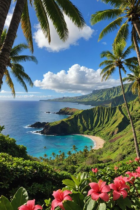 Discover the Artistic Paradise of Hawaii 🌺 Hawaii Vacation Aesthetic, Hawaii Astethic, Hawaiian Scenery, Hawaii Romantic, Hawaiian Artwork, Hawaiian Mountains, Tropical Map, Hawaii Culture, Nature Hawaii