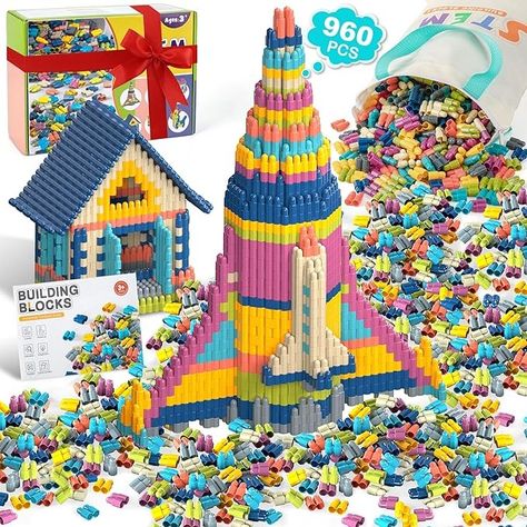 Amazon.com: KODATEK 961 Pcs Building Blocks Set, Educational STEM Building Toys for Kids Brain Development & Hands-On Ability Improvement, Construction Toy for Preschool and Kindergarten Boys & Girls Aged 3+ : Toys & Games Stem Building, Building Toys For Kids, Stem For Kids, Kids Imagination, Easter Basket Diy, Construction Toy, Stem Projects, Building Blocks Toys, Building For Kids