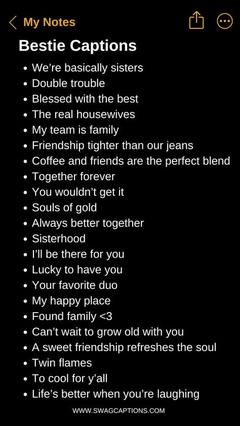 Looking for the perfect words to capture your friendship moments? Discover our "Bestie Captions for Instagram"! From heartfelt quotes to fun and witty lines, find the ideal caption to showcase the bond with your best friend. Make your posts stand out and express your unique friendship with these creative and memorable captions. Click to explore now! Photos With Your Best Friend, Friendship Moments, Hastag Instagram, Words For Best Friend, One Word Caption, Bff Pics, One Word Instagram Captions, Short Instagram Quotes, Funny Instagram Captions