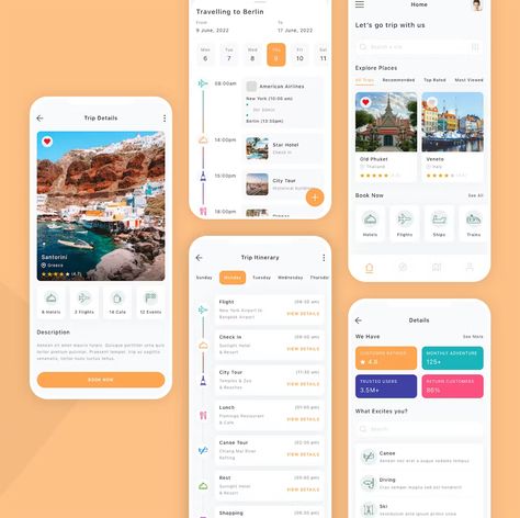 Travel Planner Mobile App UI Kit Template SKETCH, FIG, XD Travel Ux Design, Travel App Color Palette, Travel Booking App, Travel Ui Design Mobile App, Travel Apps Design, Travel Ui Design, Travel App Ui Design, Travel Planner App, Travel App Design