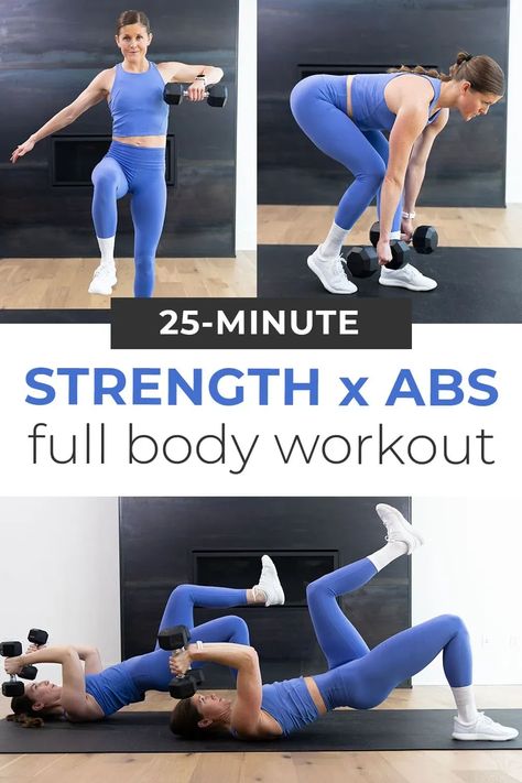 Strength Training Circuit, Dumbbell Core Exercises, Dumbbell Abs Workout, Core Dumbbell Workout, Dumbbell Core Workout, Dumbell Workouts, Full Body Strength Training Workout, Weights Workout For Women, Full Body Strength Workout