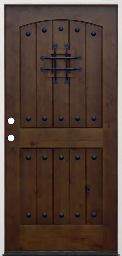 Creative Entryways 36-in x 80-in Wood Right-Hand Inswing Walnut Alder Stained Prehung Single Front Door in the Front Doors department at Lowes.com Speakeasy Door, Walmart Halloween, Single Front Door, Double Front Entry Doors, Home Blueprints, Deck Skirting, Rustic Front Door, Front Entry Door, Craftsman Door