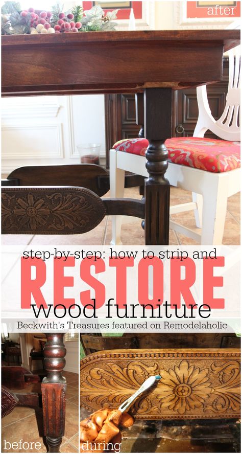 How to Strip and Restore Wood Furniture - Beckwith's Treasures featured on @Remodelaholic #refinish #vintage Furniture Stripping, Restore Wood Furniture, Refinish Wood Furniture, Diy Furniture Restoration, Restoring Furniture, Stripping Furniture, Restore Wood, Refinish Furniture, Refinished Furniture