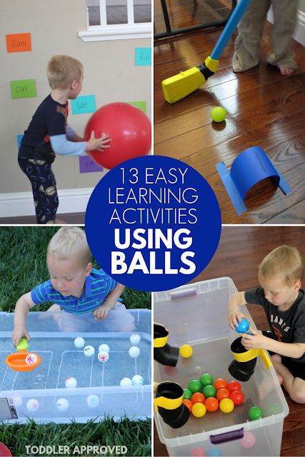 Toddler Approved!: 13 Simple Learning Activities Using Balls Teaching Prek, Playgroup Ideas, Easy Learning Activities, Creative Curriculum Preschool, Educational Games For Toddlers, Sports Activities For Kids, Toddler Sports, Toddler Themes, Lesson Plans For Toddlers