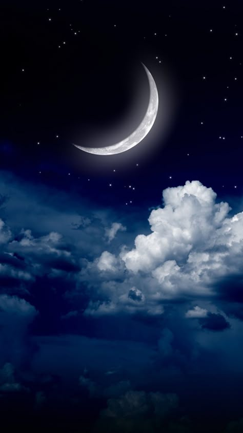 Clouds And Stars, Moon Pictures, Beautiful Moon, Moon Art, Moon And Stars, The Night Sky, Moon Stars, Half Moon, To The Moon